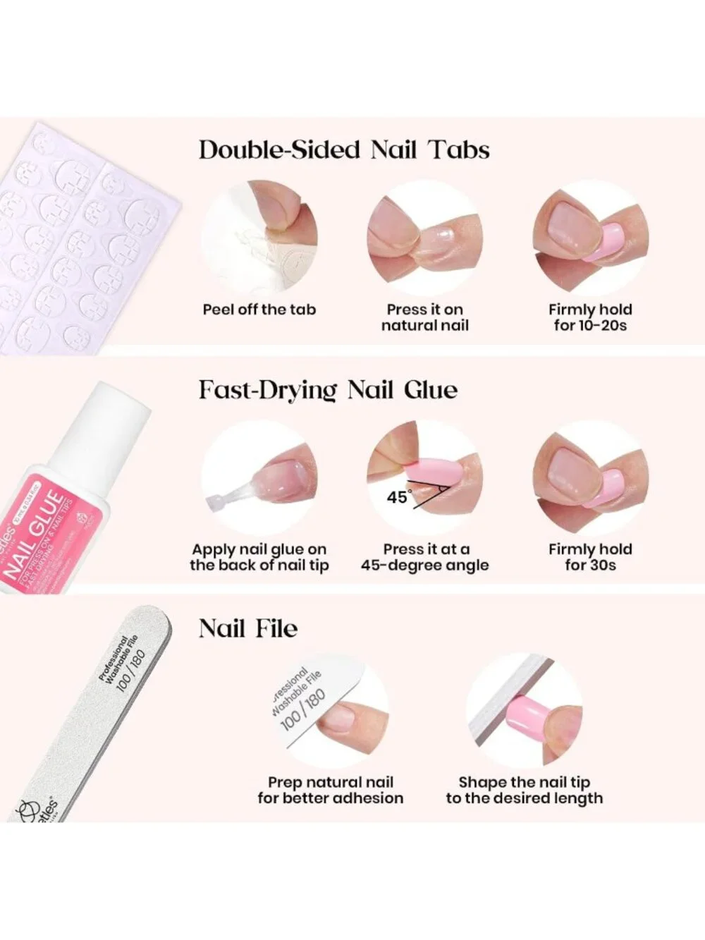 Vibrant Press On Nails Kit - 720 Pcs, 24 Colors, Short Square, Bubble Pop Design